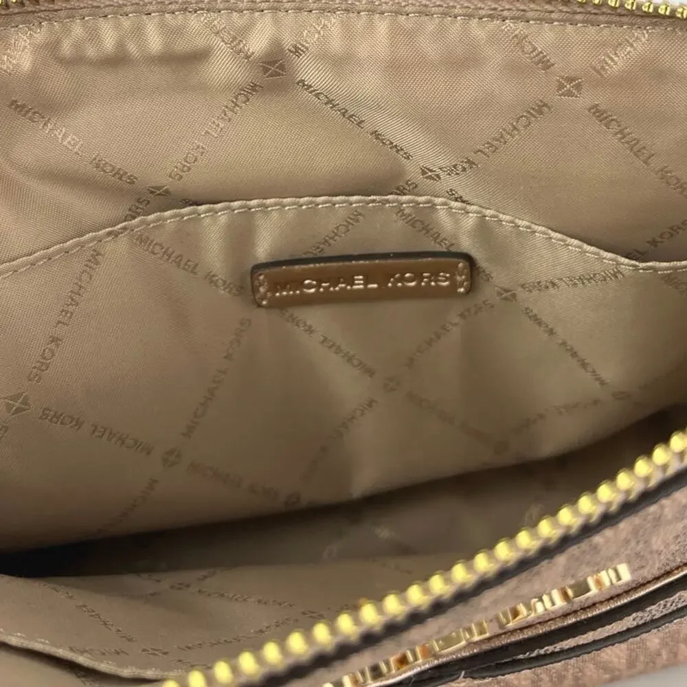 Michael Kors Tan Leather Jet Set Travel Dome Chain Crossbody Bag Handbag OS